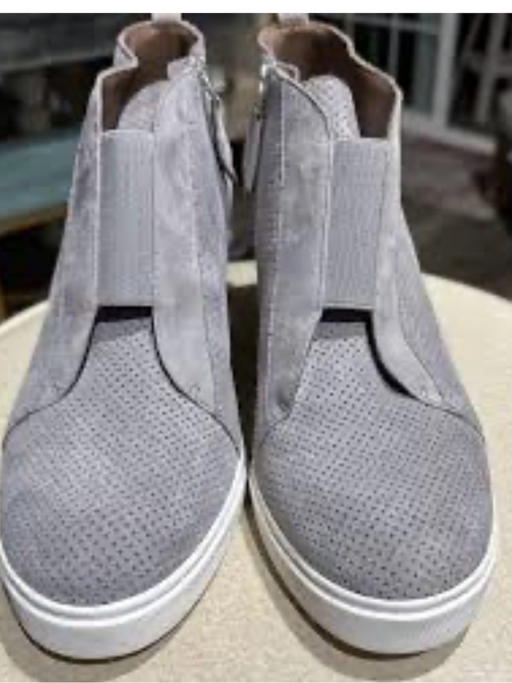 Linea Paolo Felicia Perforated
Wedge Bootie Sneaker 9.5 winter travel  Gray